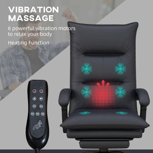 Double Padded Executive Massage Heated Office Chair Charcoal