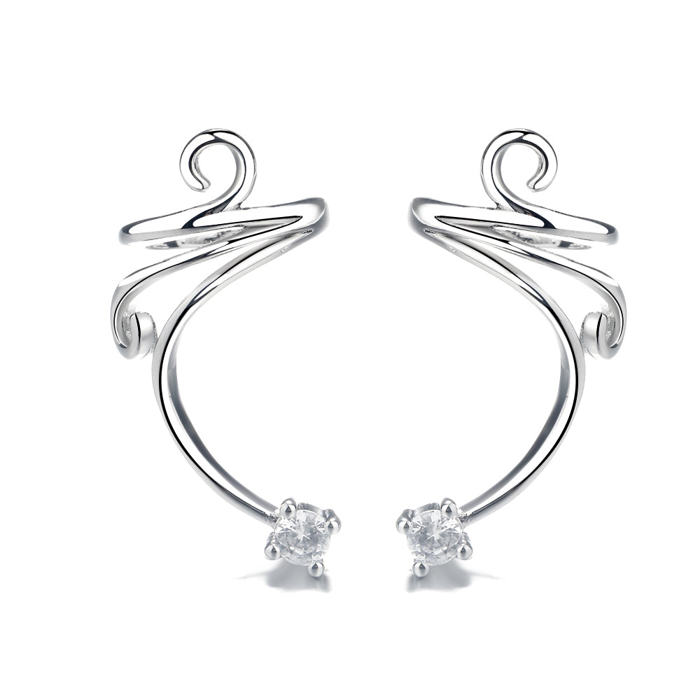 Sterling-Silver-Spiral-Swirl-Cuff-Earring-With-Swarovski-Crystal-Earrings