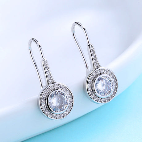Sterling Silver Halo Drop Earrings With Swarovski Crystals