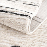Riad Black Striped White Rug with Tassels