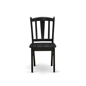 EAST WEST FURNITURE - ANDL5-BLK-W - 5-Pc Kitchen Dining Room Set- 4 Dining Chairs and Kitchen Dining Table - Wooden Seat and Slatted Chair Back (Black Finish)