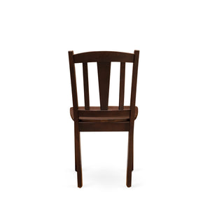 EAST WEST FURNITURE - AMDL5-MAH-W - 5-Piece Modern Dining Set- 4 Dining Chair and Wood Dining Table - Wooden Seat and Slatted Chair Back - Mahogany Finish