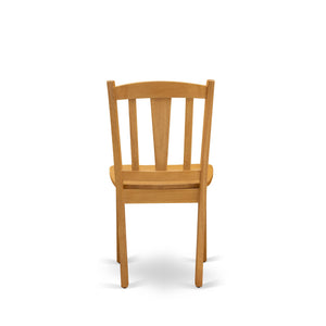 EAST WEST FURNITURE - AMDL5-OAK-W - 5-Piece Dining Room Table Set- 4 dining room chairs and Kitchen Dining Table - Wooden Seat and Slatted Chair Back - Oak Finish