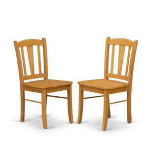 EAST WEST FURNITURE - AMDL5-OAK-W - 5-Piece Dining Room Table Set- 4 dining room chairs and Kitchen Dining Table - Wooden Seat and Slatted Chair Back - Oak Finish