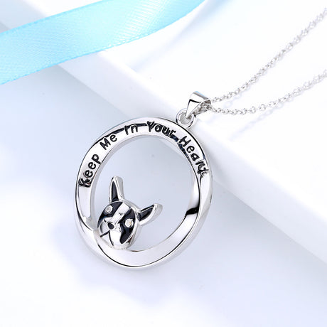 Sterling Silver Keep Your Dog in Your Heart Pendant Necklace