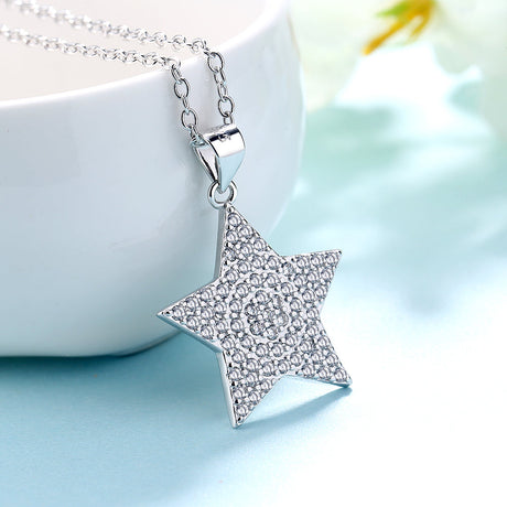 Sterling Silver Star Pendant Necklace With Crystals From Swarovski