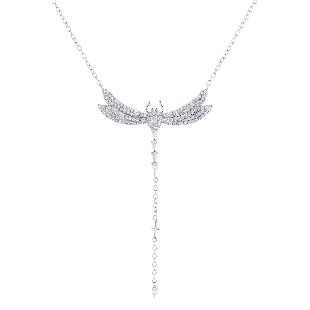 Sterling Silver Dragonfly Pendant Necklace With Swarovski Crystals