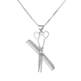 Sterling Silver Hair Stylist Necklace With Swarovski Crystals