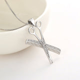 Sterling Silver Hair Stylist Necklace With Swarovski Crystals