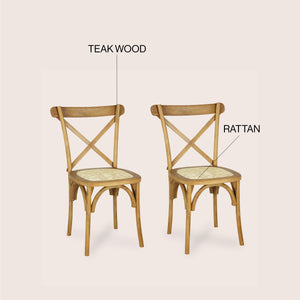 Cassis Classic Traditional X-Back Wood Rattan Dining Chair