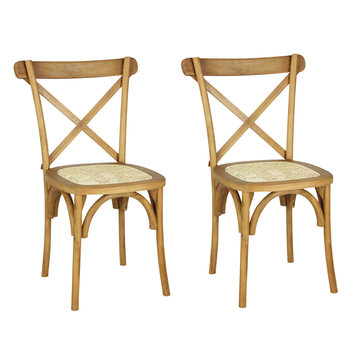 Cassis Classic Traditional X-Back Wood Rattan Dining Chair
