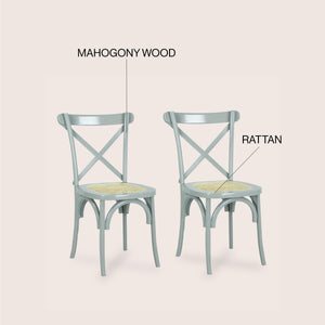 Cassis Classic Traditional X-Back Wood Rattan Dining Chair