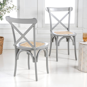 Cassis Classic Traditional X-Back Wood Rattan Dining Chair