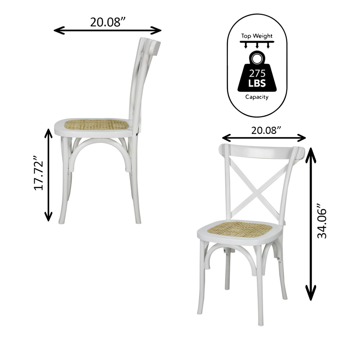 Cassis Classic Traditional X-Back Wood Rattan Dining Chair