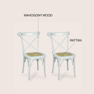 Cassis Classic Traditional X-Back Wood Rattan Dining Chair