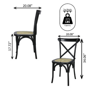 Cassis Classic Traditional X-Back Wood Rattan Dining Chair