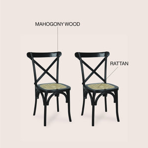 Cassis Classic Traditional X-Back Wood Rattan Dining Chair
