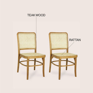 Colmar Mid-Century Vintage Wood Rattan Dining Chair
