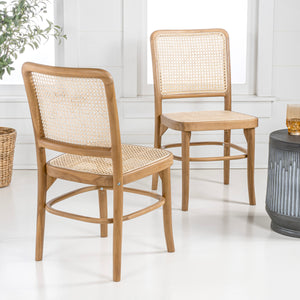Colmar Mid-Century Vintage Wood Rattan Dining Chair