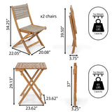 Javea modern coastal 3-piece acacia wood outdoor folding bistro set