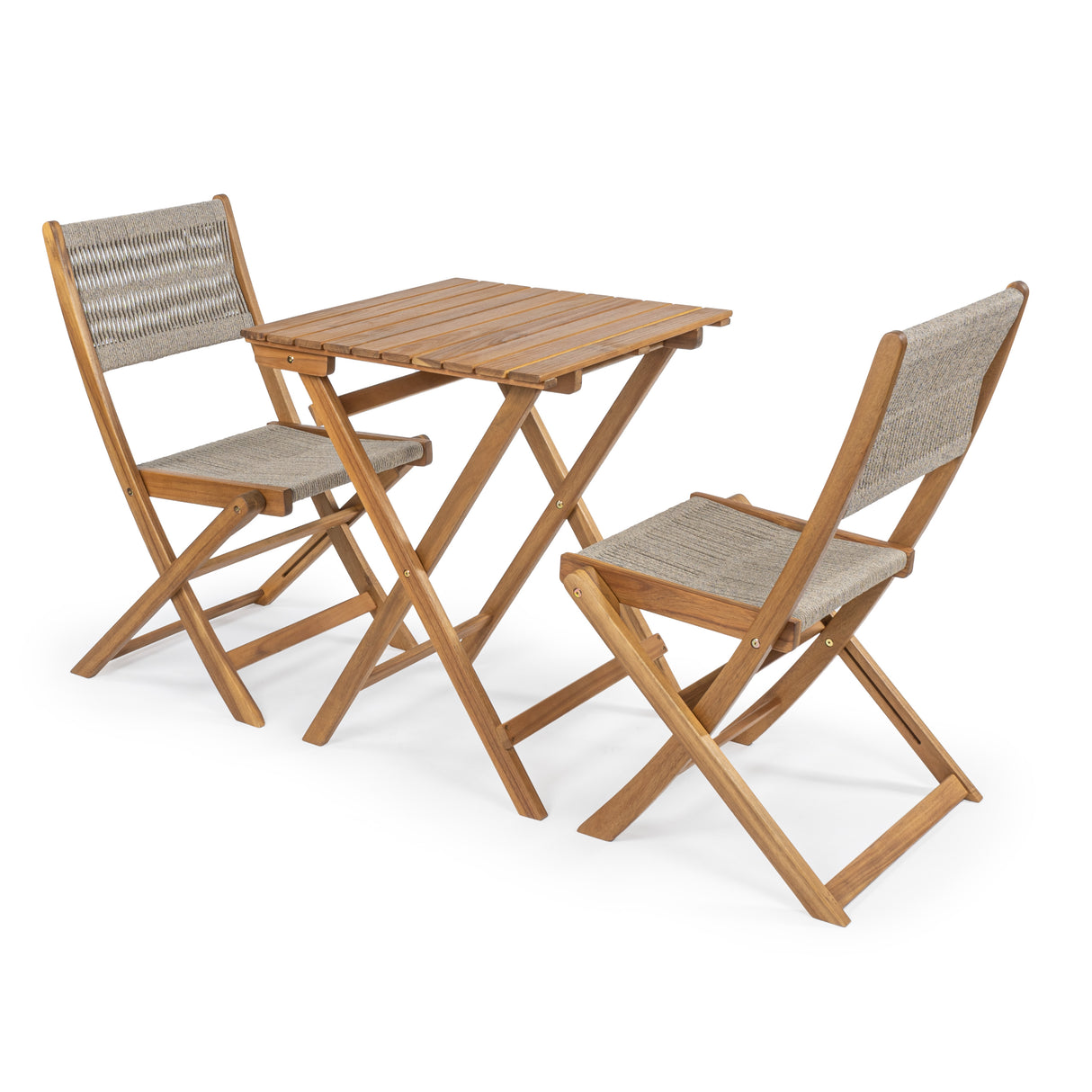 Javea modern coastal 3-piece acacia wood outdoor folding bistro set