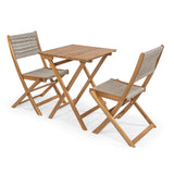 Javea modern coastal 3-piece acacia wood outdoor folding bistro set