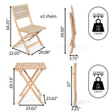Javea modern coastal 3-piece acacia wood outdoor folding bistro set