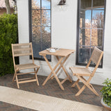 Javea modern coastal 3-piece acacia wood outdoor folding bistro set