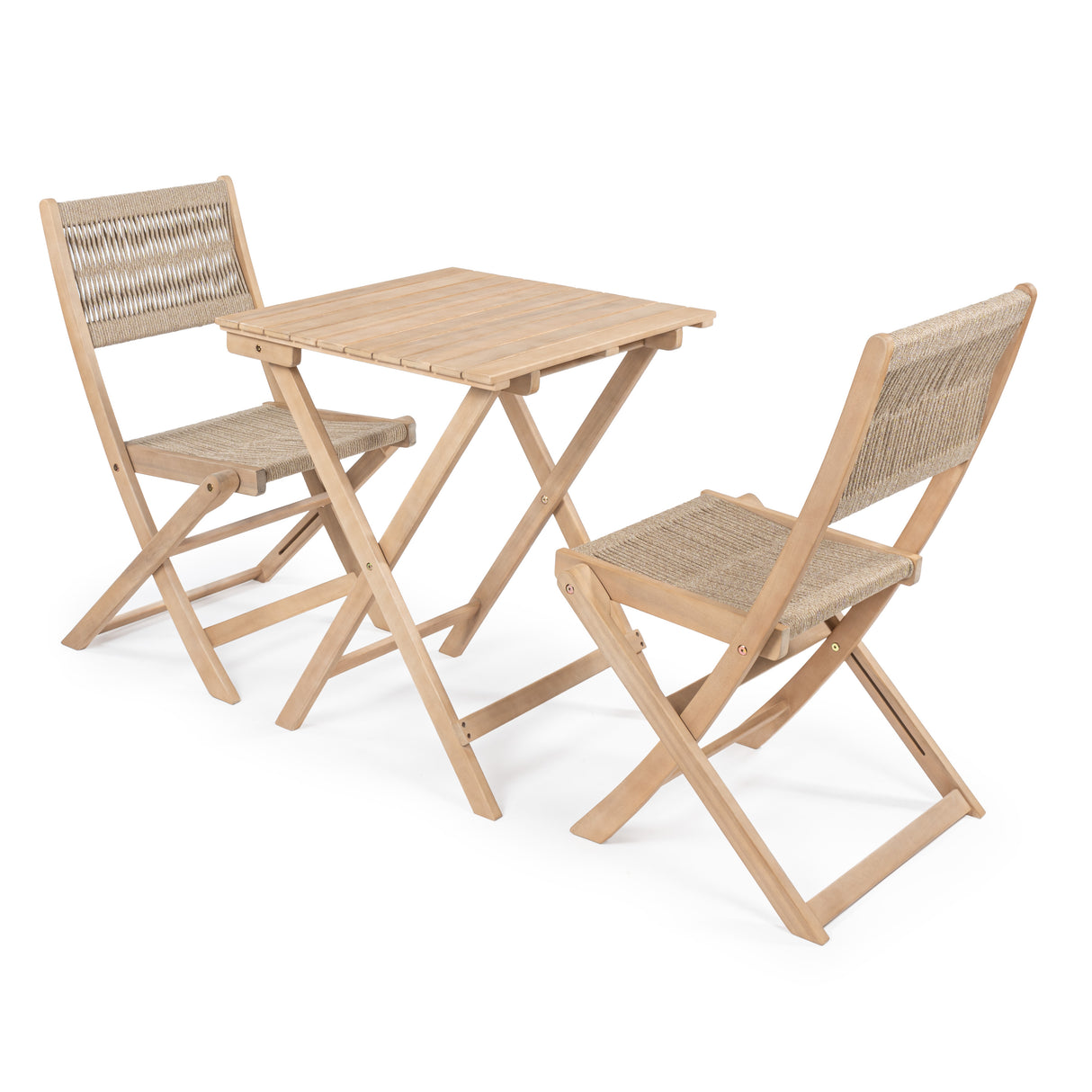 Javea modern coastal 3-piece acacia wood outdoor folding bistro set