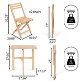 Nerja Modern Traditional 3-Piece Acacia Wood Half-Rectangular Outdoor Folding Bistro Set