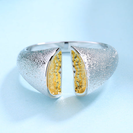 Sterling Silver and 14K Gold Open Bypass Ring
