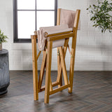 Waldo classic mid-century outdoor acacia wood foldable diamond-quilted back director chair with cushion