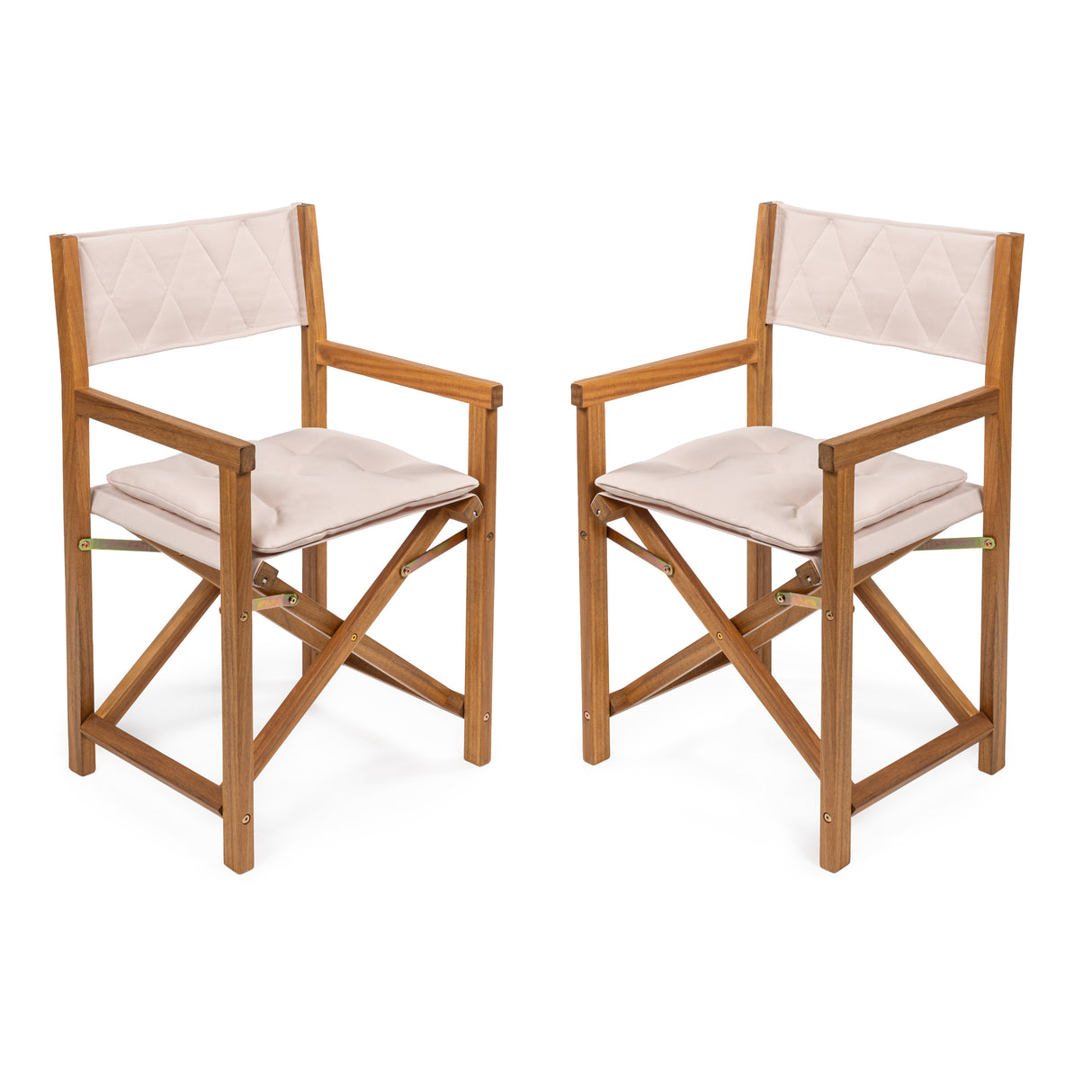 Waldo classic mid-century outdoor acacia wood foldable diamond-quilted back director chair with cushion