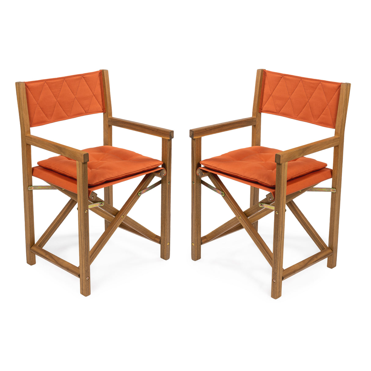 Waldo classic mid-century outdoor acacia wood foldable diamond-quilted back director chair with cushion