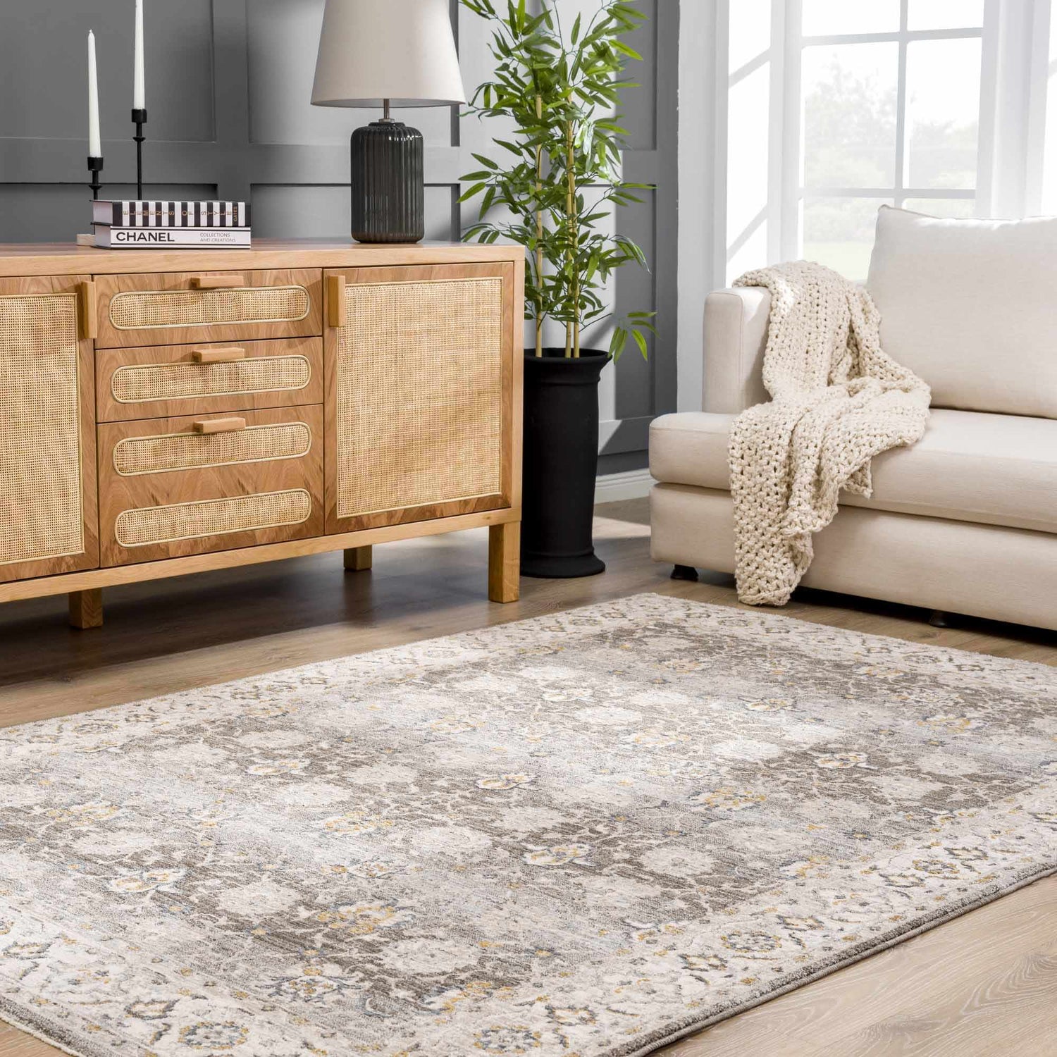 Amaru Green Textured Rug with Fringes