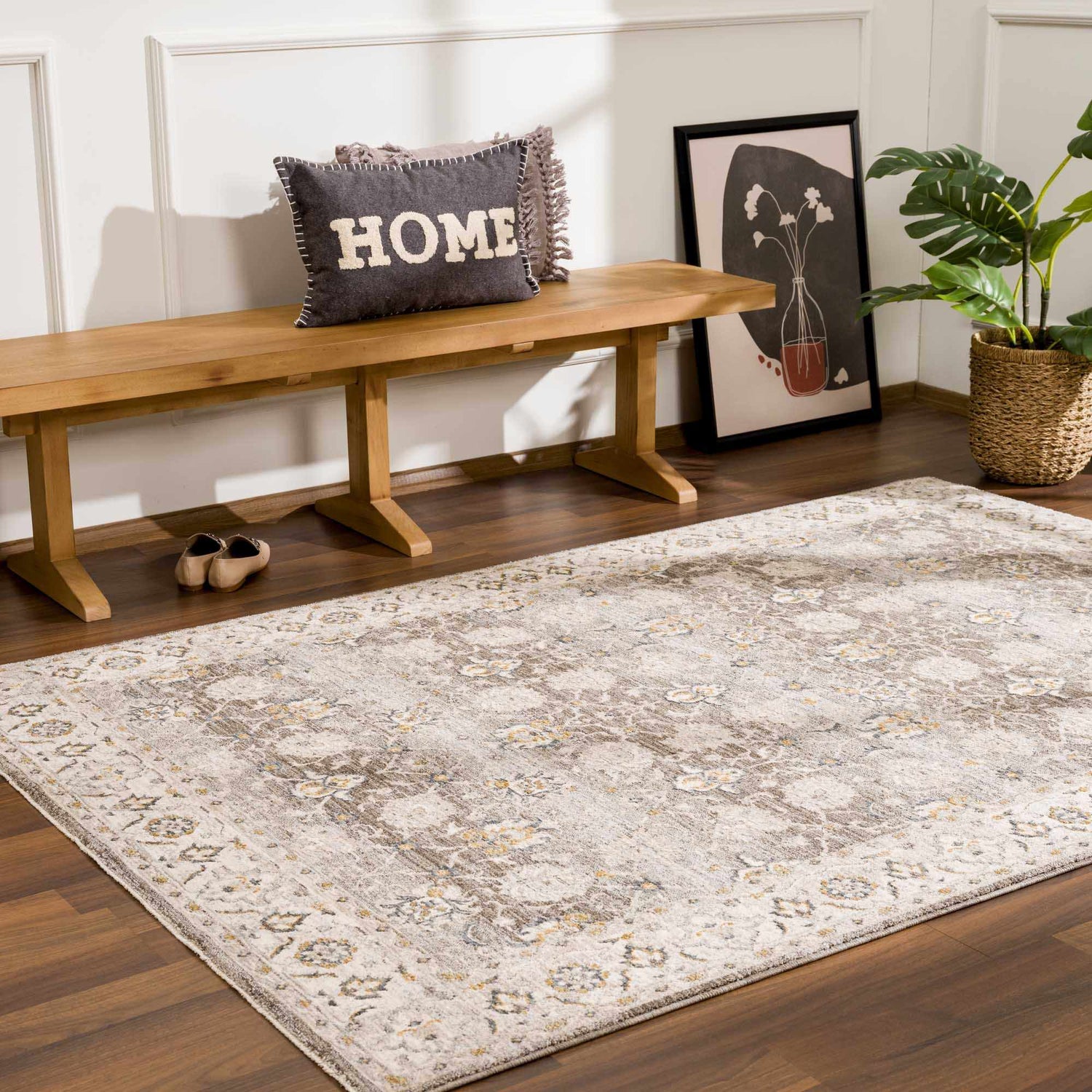 Amaru Green Textured Rug with Fringes