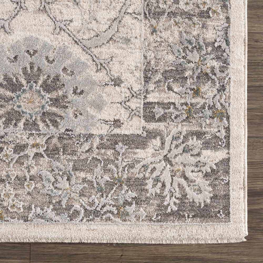 Gauge Cream & Gray Blue Rug with Fringes