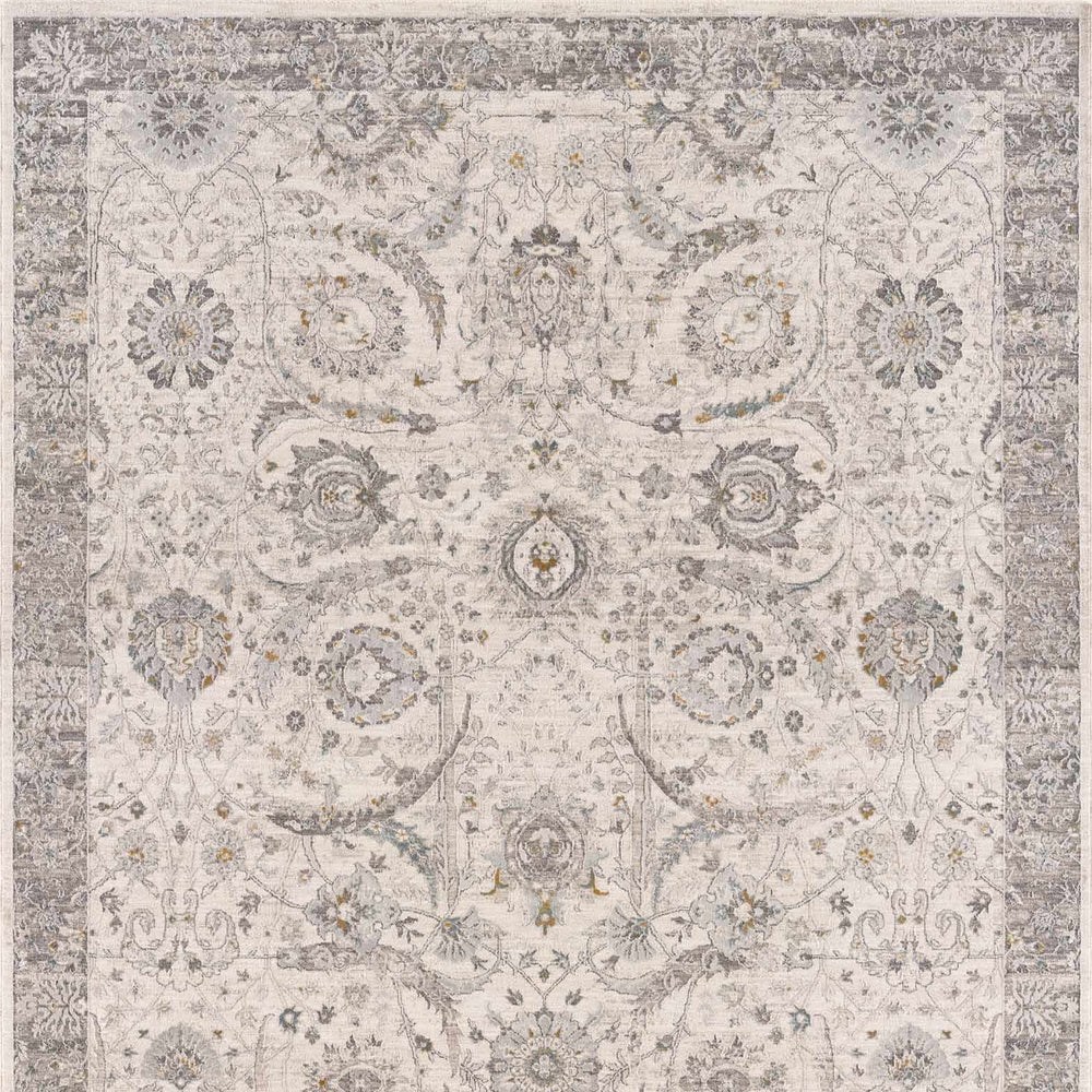 Gauge Cream & Gray Blue Rug with Fringes