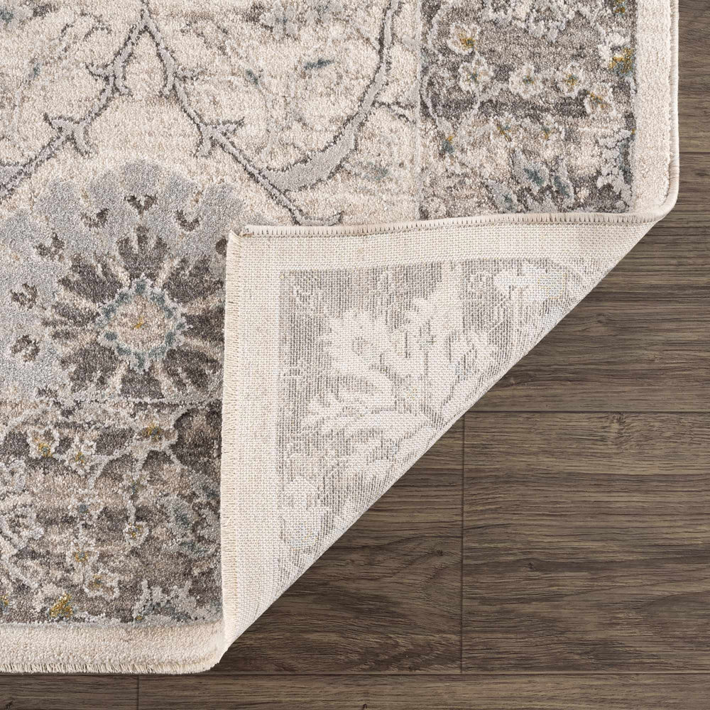 Gauge Cream & Gray Blue Rug with Fringes