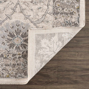 Gauge Cream & Gray Blue Rug with Fringes