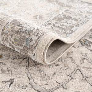 Gauge Cream & Gray Blue Rug with Fringes