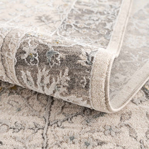 Gauge Cream & Gray Blue Rug with Fringes