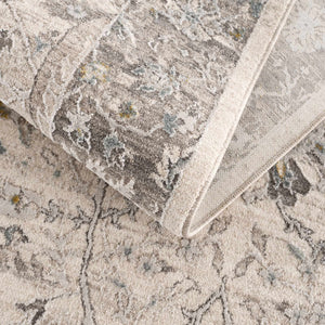 Gauge Cream & Gray Blue Rug with Fringes