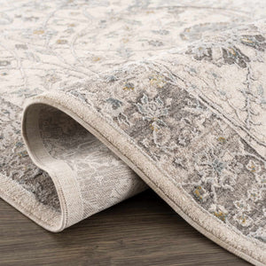 Gauge Cream & Gray Blue Rug with Fringes