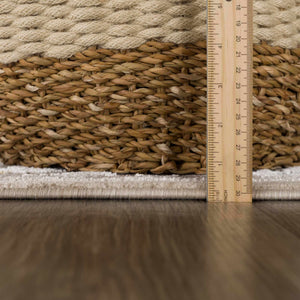 Gauge Cream & Gray Blue Rug with Fringes