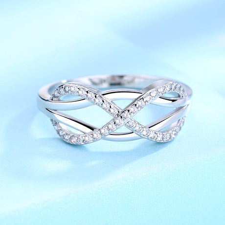Sterling Silver Intertwined Ring With SwarovskiÂ® Crystals