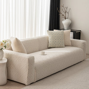 3D Jacquard Geometric Sofa Cover, High Stretch Soft Polar Fleece Slipcover for Couch