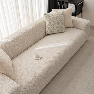 3D Jacquard Geometric Sofa Cover, High Stretch Soft Polar Fleece Slipcover for Couch