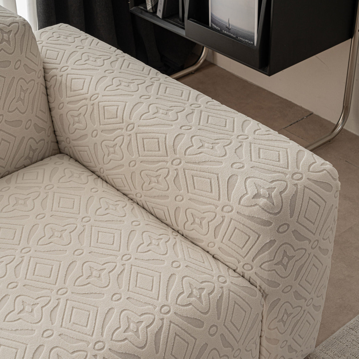 3D Jacquard Geometric Sofa Cover, High Stretch Soft Polar Fleece Slipcover for Couch