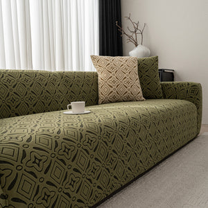 3D Jacquard Geometric Sofa Cover, High Stretch Soft Polar Fleece Slipcover for Couch